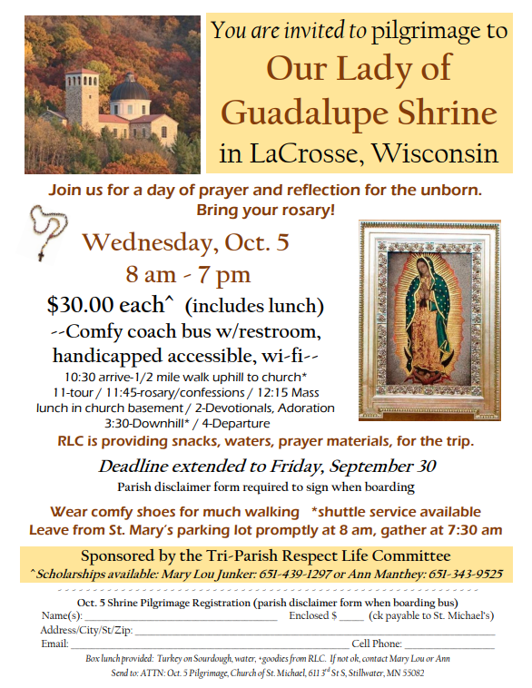Parish Pilgrimage to Our Lady of Guadalupe Shrine in La Crosse
